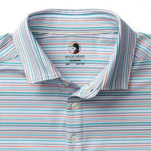 DUCK HEAD Men's Polo Duck Head Long Drive Performance Polo Neil Stripe