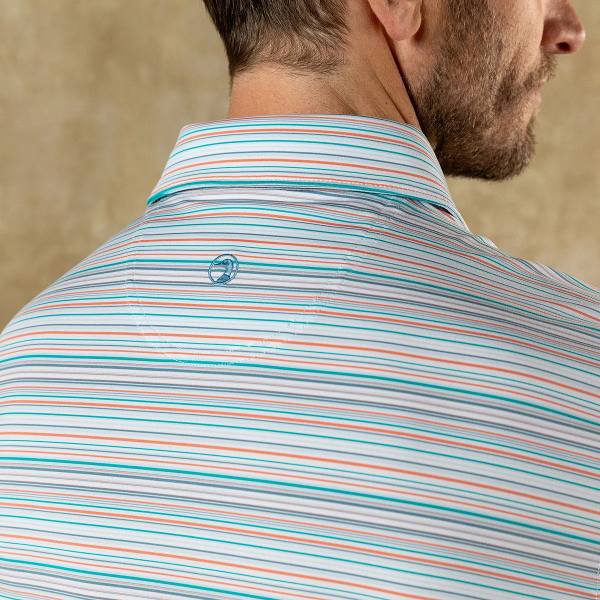 DUCK HEAD Men's Polo Duck Head Long Drive Performance Polo Neil Stripe