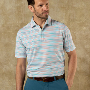 DUCK HEAD Men's Polo Duck Head Long Drive Performance Polo Neil Stripe