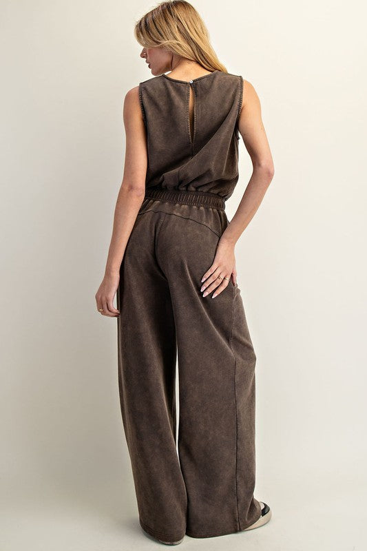 ee:some Women's Pants Soft Washed Solid Sleeveless Jumpsuit || David's Clothing