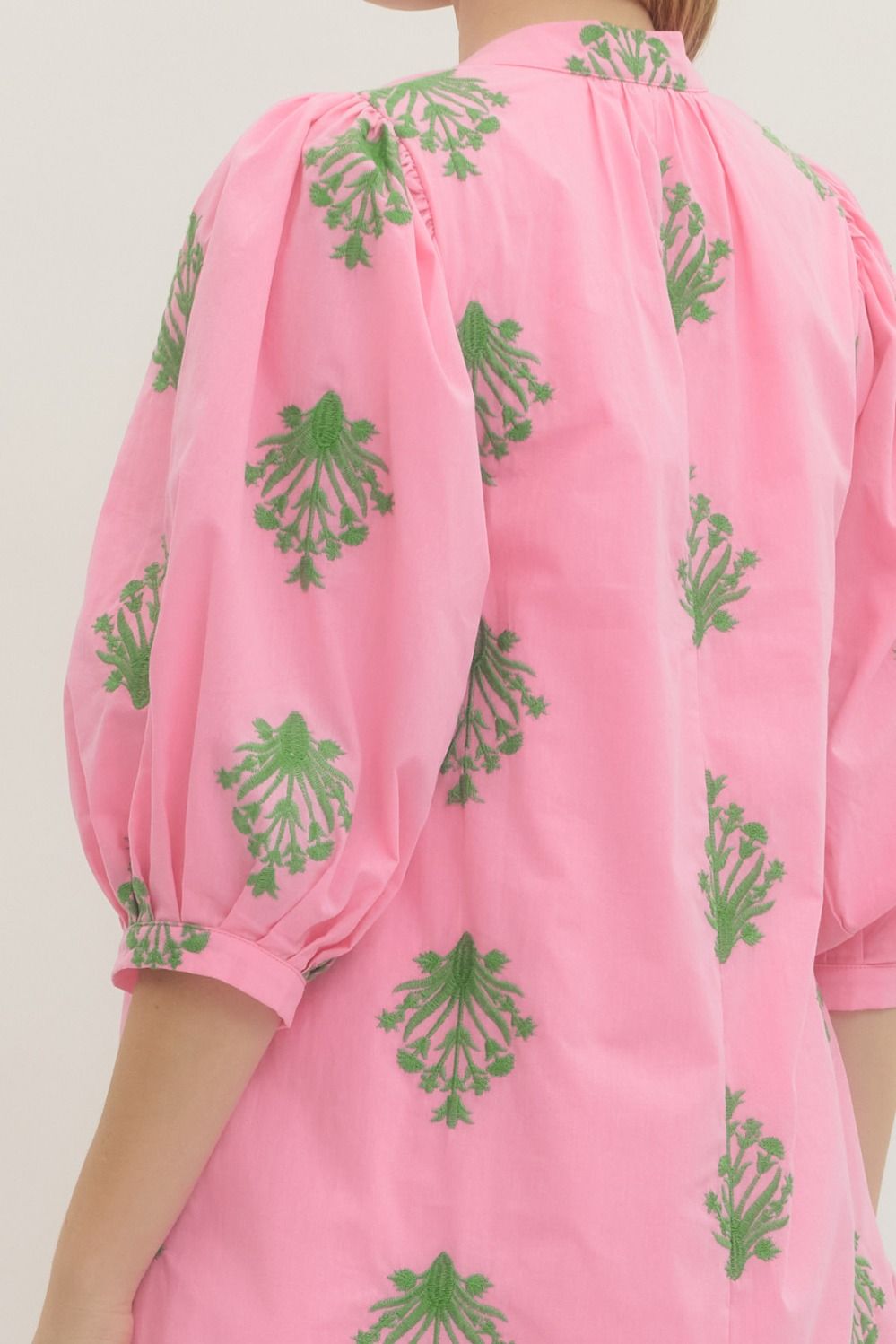 ENTRO INC Women's Dresses Embroidered 3/4 Puff Sleeve Mini Dress