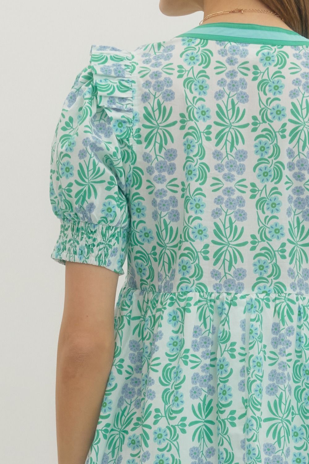 ENTRO INC Women's Dresses Floral Print Puff Sleeve Midi Dress