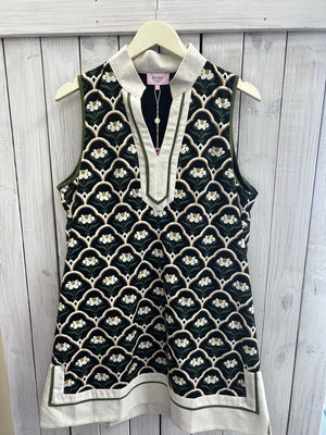 ENTRO INC Women's Dresses Floral Scallop Motif Print Sleeveless Mini Dress