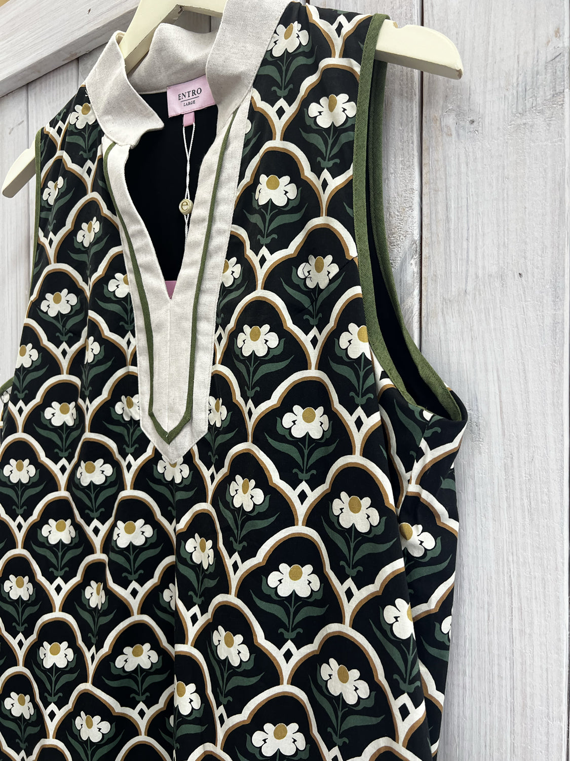 ENTRO INC Women's Dresses Floral Scallop Motif Print Sleeveless Mini Dress