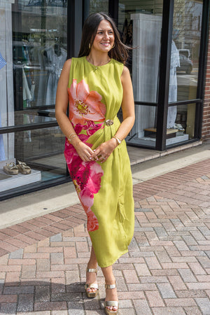 ENTRO INC Women's Dresses Floral Sleeveless Mini Dress With Draped Front Panel