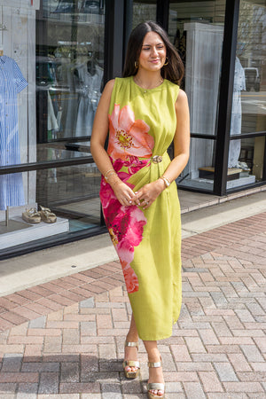 ENTRO INC Women's Dresses Floral Sleeveless Mini Dress With Draped Front Panel