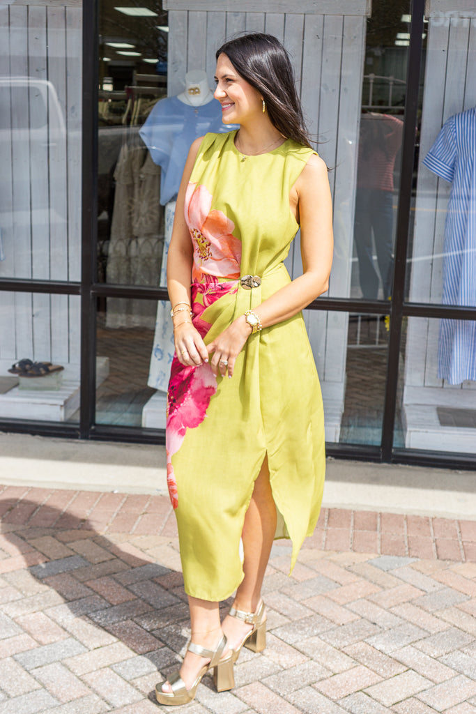 ENTRO INC Women's Dresses Floral Sleeveless Mini Dress With Draped Front Panel