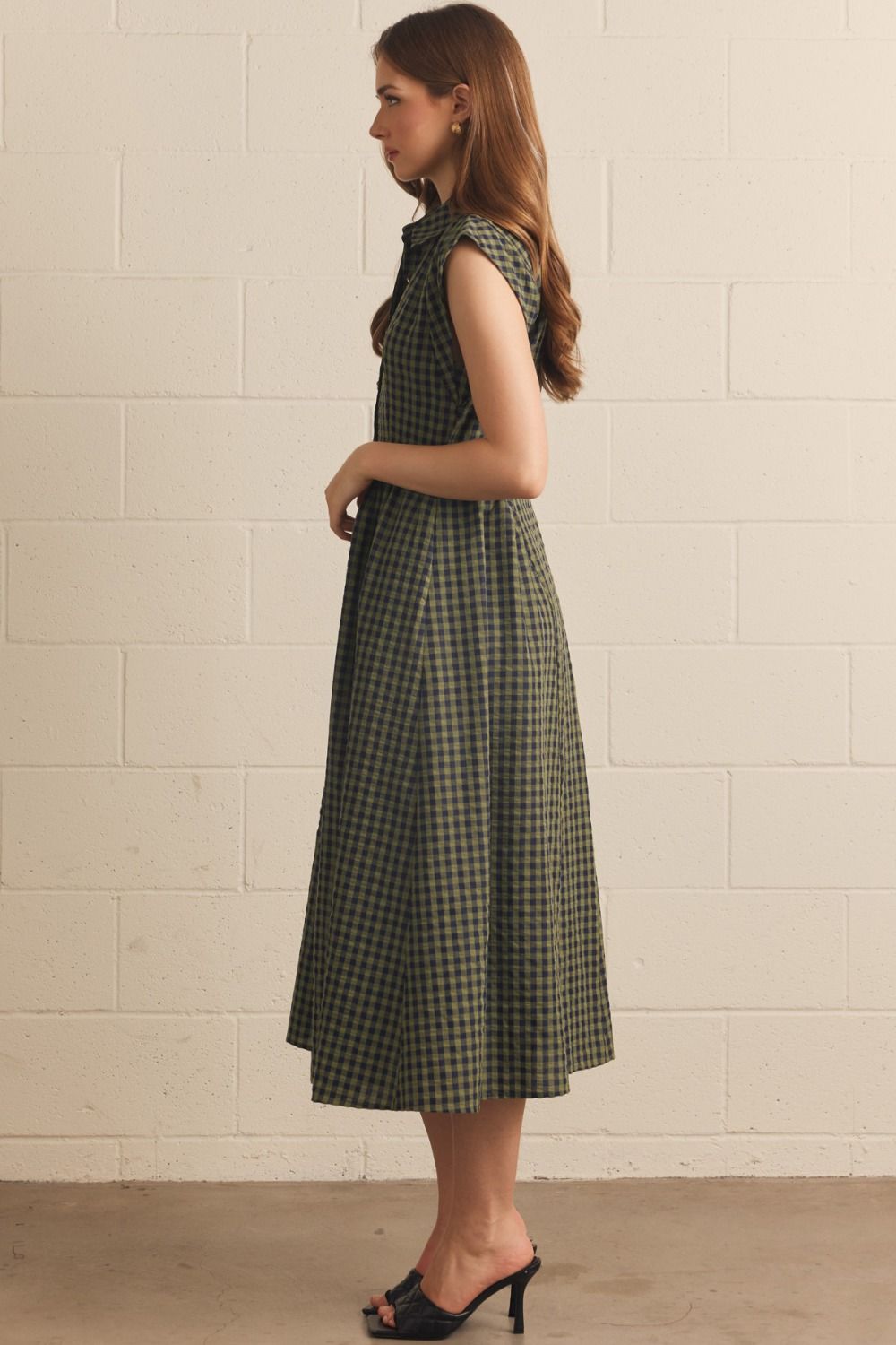 ENTRO INC Women's Dresses Gingham Sleeveless Midi Dress