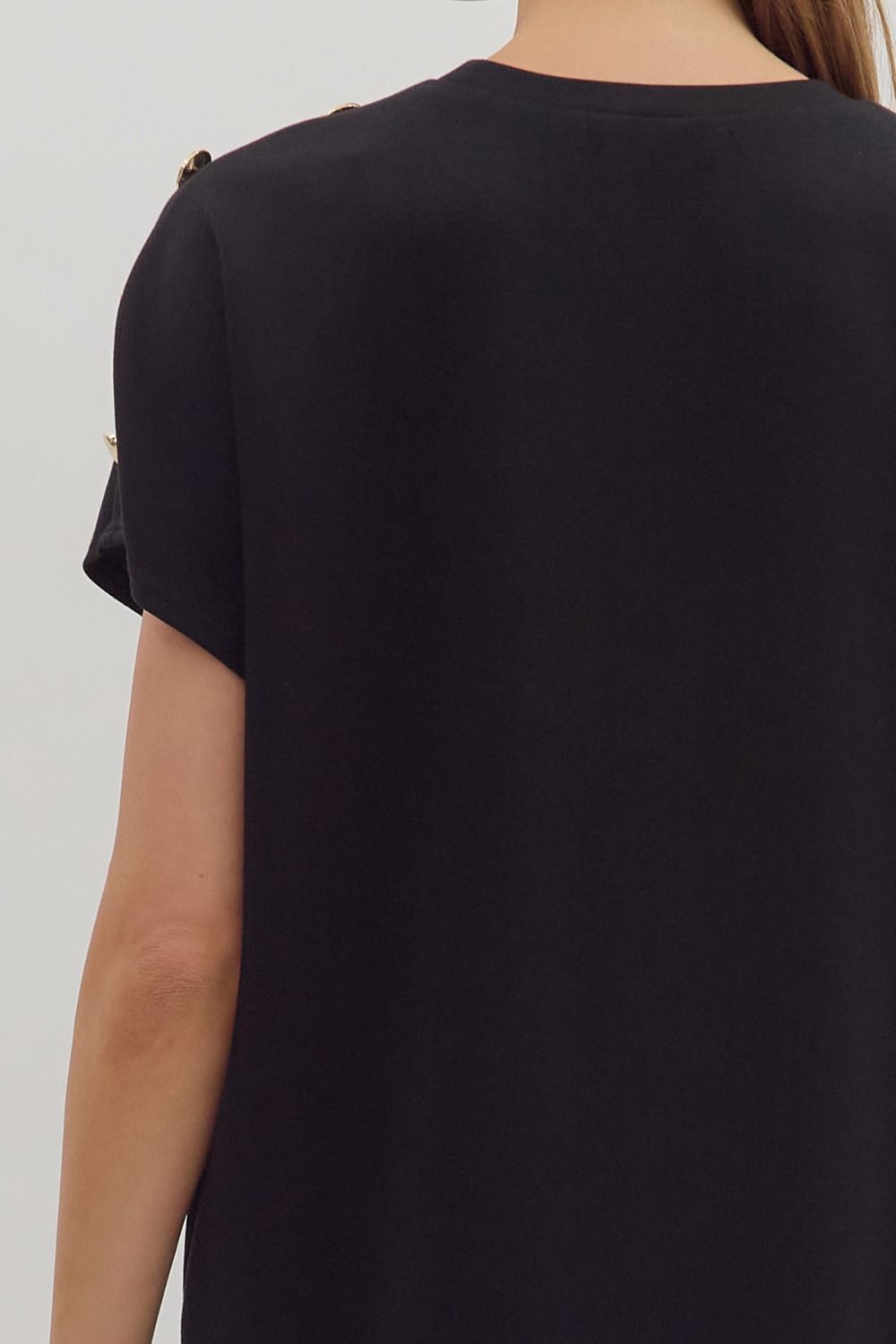 ENTRO INC Women's Dresses Gold Button Short Sleeve Mini Dress || David's Clothing