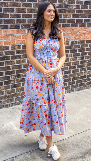 ENTRO INC Women's Dresses Ruched Detail Floral Midi Dress