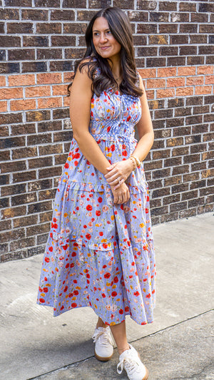 ENTRO INC Women's Dresses Ruched Detail Floral Midi Dress