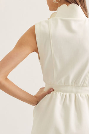 ENTRO INC Women's Dresses Scallop Hem Sleeveless Mini Dress