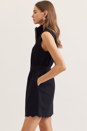 ENTRO INC Women's Dresses Scallop Hem Sleeveless Mini Dress