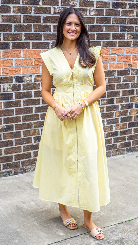 ENTRO INC Women's Dresses Smock Waist Zip-Front Cap Sleeve Midi Dress