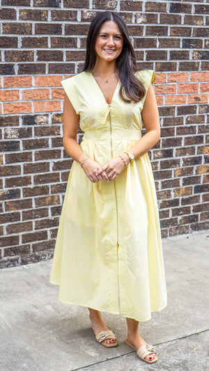 ENTRO INC Women's Dresses Smock Waist Zip-Front Cap Sleeve Midi Dress