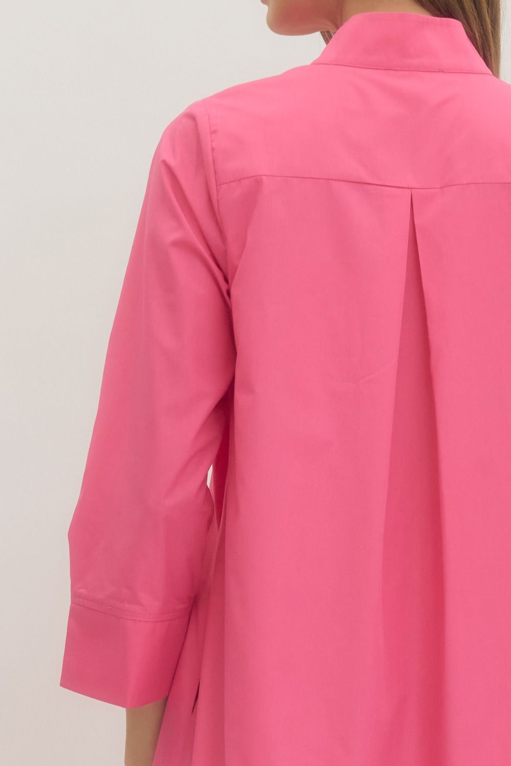 ENTRO INC Women's Dresses Solid Button Down Long Sleeve Midi Dress