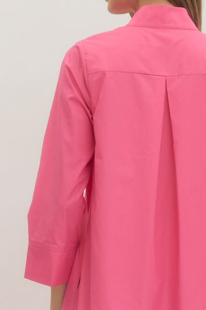 ENTRO INC Women's Dresses Solid Button Down Long Sleeve Midi Dress