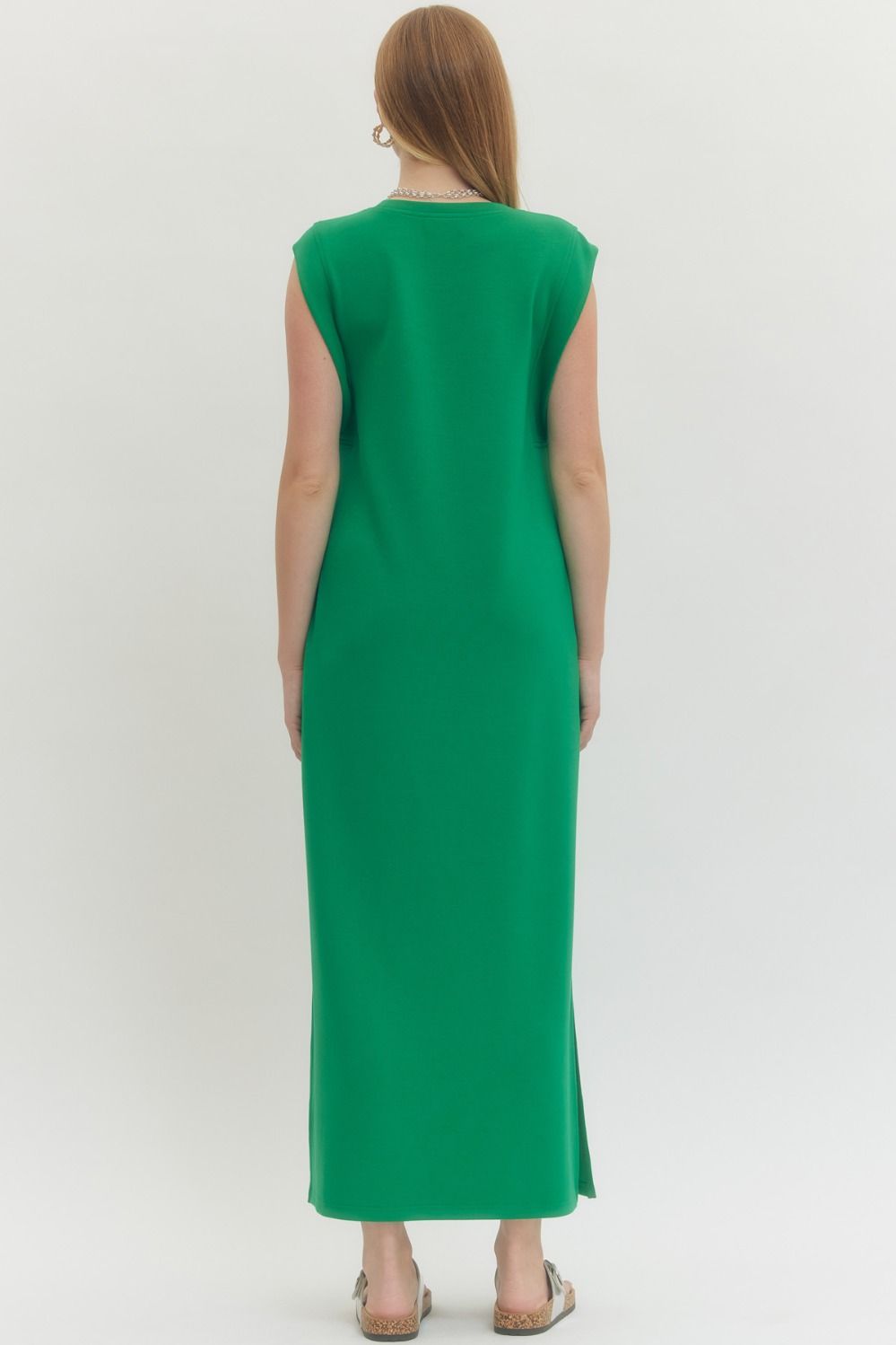 ENTRO INC Women's Dresses Solid Jersey Knit Pullover Midi Dress || David's Clothing