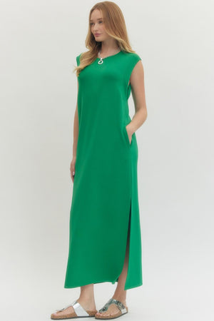 ENTRO INC Women's Dresses Solid Jersey Knit Pullover Midi Dress || David's Clothing