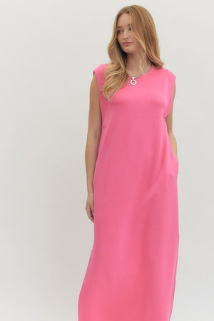 ENTRO INC Women's Dresses Solid Jersey Knit Pullover Midi Dress || David's Clothing