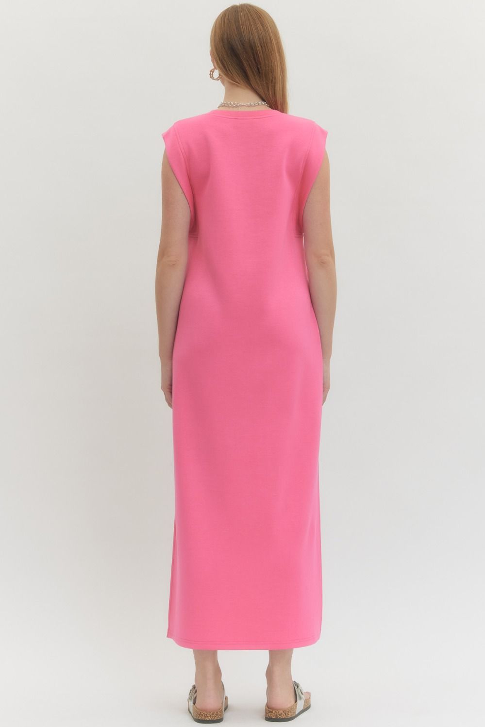 ENTRO INC Women's Dresses Solid Jersey Knit Pullover Midi Dress || David's Clothing