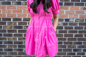 ENTRO INC Women's Dresses Solid short puff sleeve mini dress