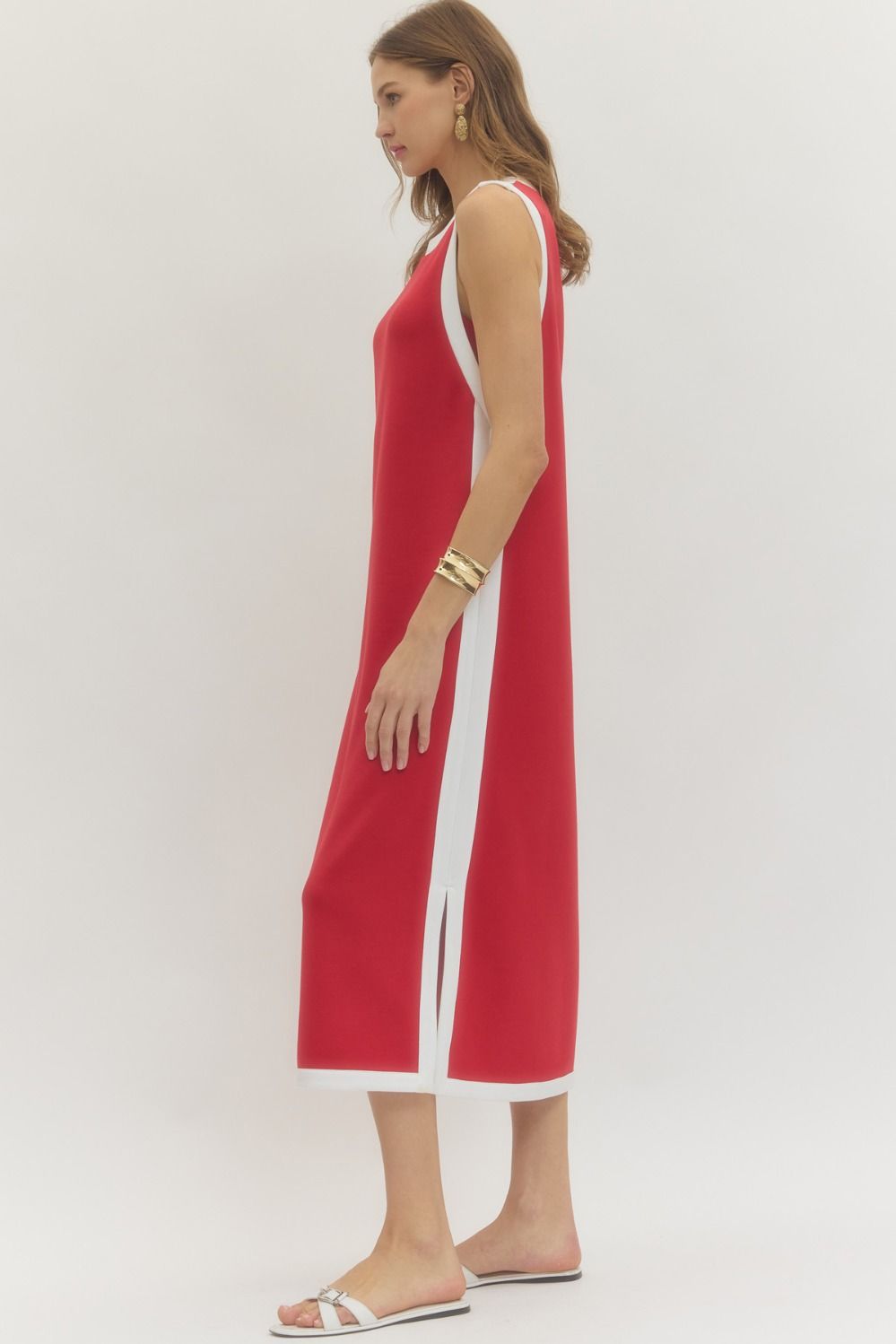 ENTRO INC Women's Dresses Solid Sleeveless Scuba Midi Dress