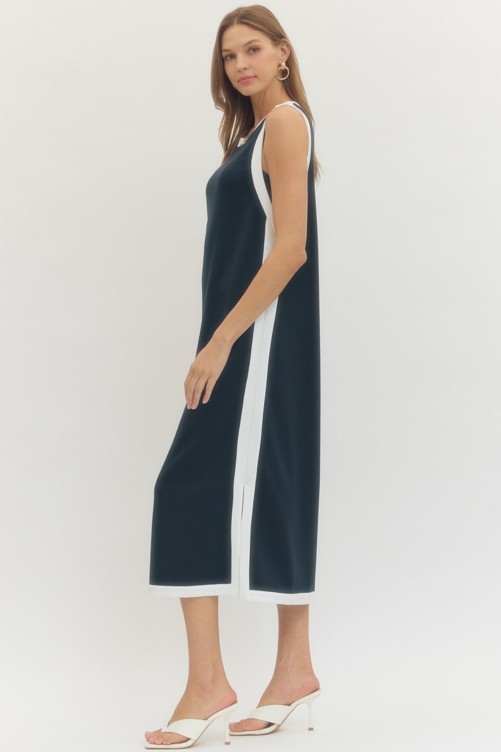 ENTRO INC Women's Dresses Solid Sleeveless Scuba Midi Dress