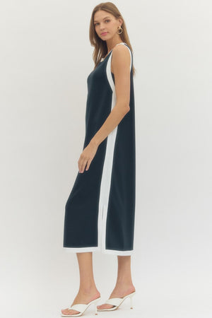 ENTRO INC Women's Dresses Solid Sleeveless Scuba Midi Dress