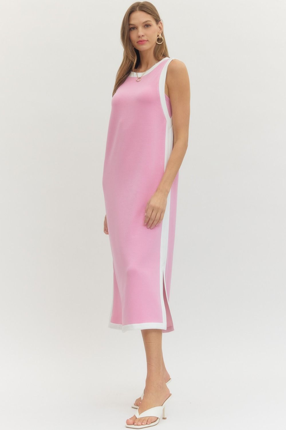 ENTRO INC Women's Dresses Solid Sleeveless Scuba Midi Dress