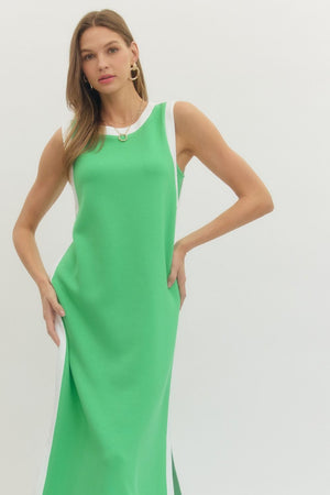 ENTRO INC Women's Dresses Solid Sleeveless Scuba Midi Dress