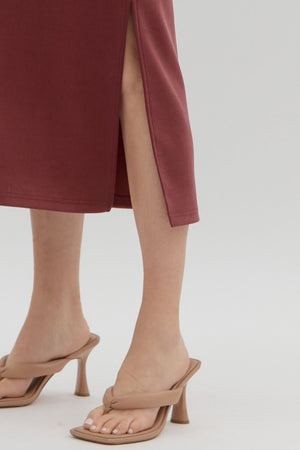 ENTRO INC Women's Dresses Solid Split Collar Scuba Midi Dress