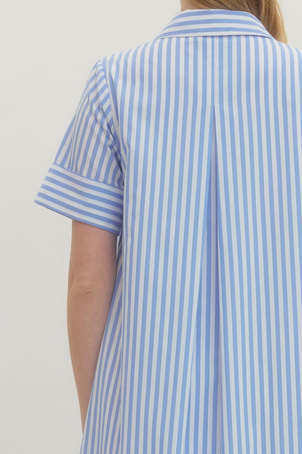 ENTRO INC Women's Dresses Striped Short Sleeve Shirt Midi Dress