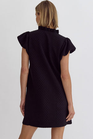 ENTRO INC Women's Dresses Textured Short-Sleeve V-Neck Mini Dress || David's Clothing