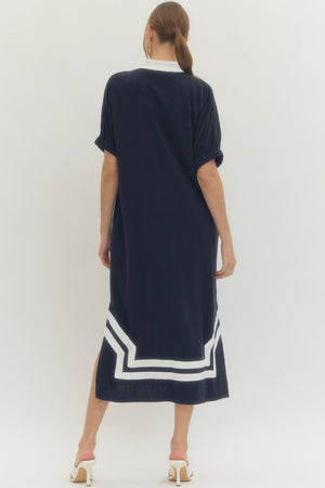 ENTRO INC Women's Dresses Trim Hem Raglan Sleeve Midi Dress