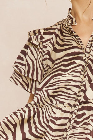 ENTRO INC Women's Dresses Zebra Print V-Neck Mini Dress || David's Clothing
