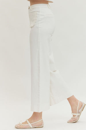 ENTRO INC Women's Pants 1 - need pics - Scallop Pocket Solid Wide Leg Pants