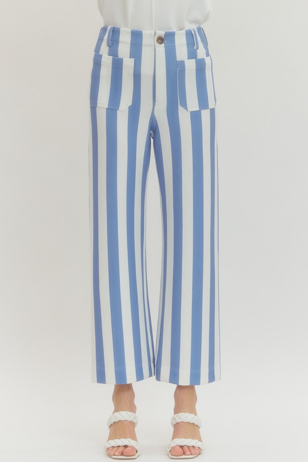 ENTRO INC Women's Pants BLUE / S Striped Flare Pants P29802
