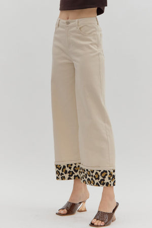 ENTRO INC Women's Pants Cheetah Cuff Hi Waist Pant