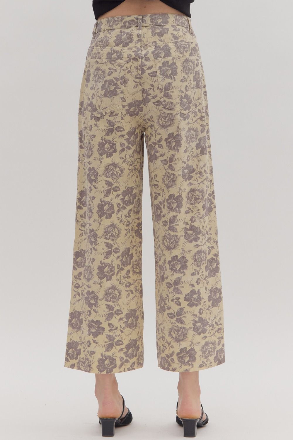ENTRO INC Women's Pants Floral Print Ankle-Length Pants