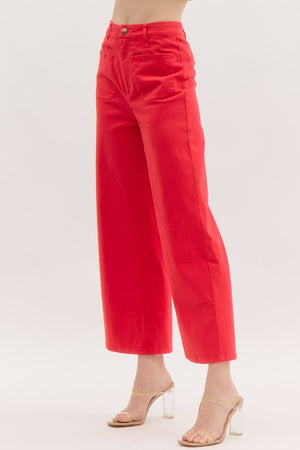 ENTRO INC Women's Pants Solid High Waisted Wide Leg Pants || David's Clothing