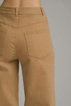 ENTRO INC Women's Pants Solid Wide Leg Pants with Front Button Closure