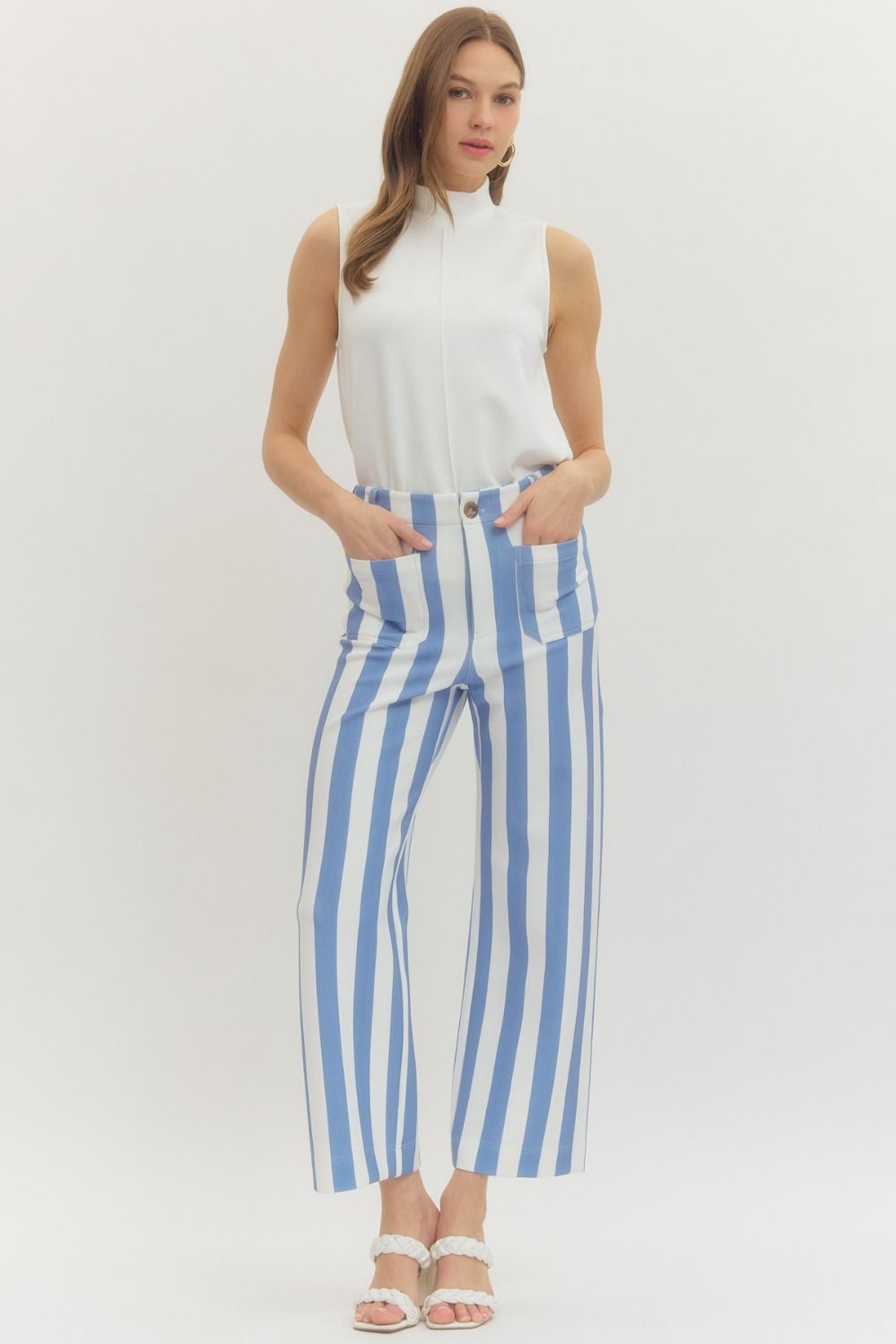 ENTRO INC Women's Pants Striped Flare Pants