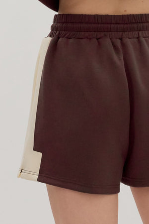 ENTRO INC Women's Shorts Solid Contrast Accent Pintuck Pull-On Shorts