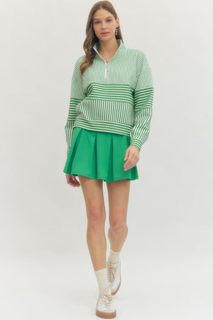 ENTRO INC Women's Skirts Solid Pleated Skirt with Attached Shorts Underlayer