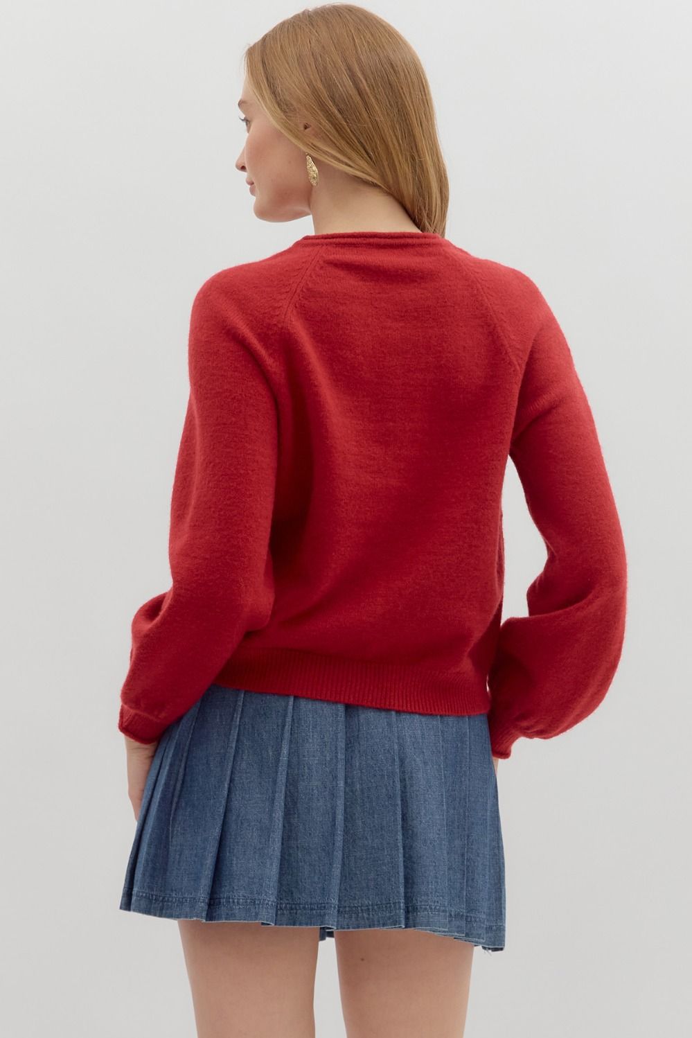 ENTRO INC Women's Sweaters Solid Long Sleeve Sweater Knit Cardigan