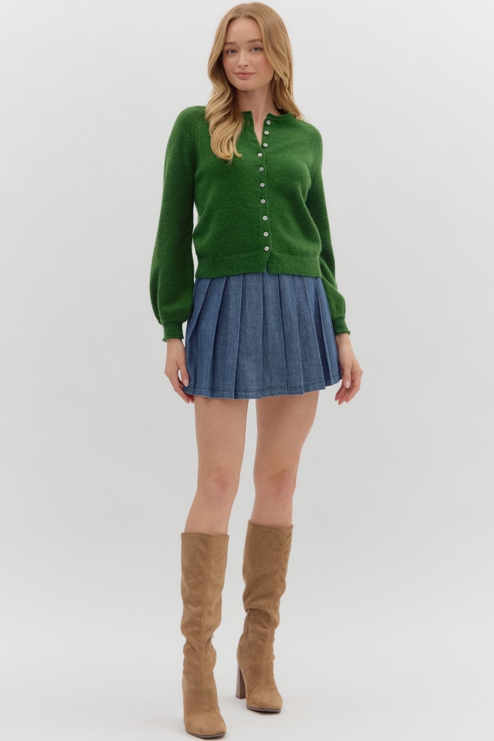 ENTRO INC Women's Sweaters Solid Long Sleeve Sweater Knit Cardigan