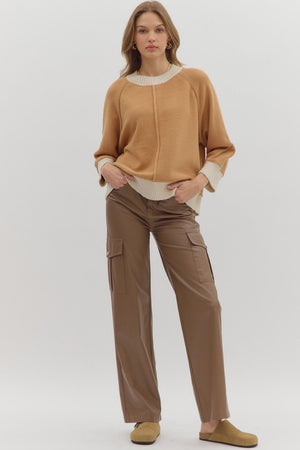 ENTRO INC Women's Sweaters Solid sweater knit long sleeve pullover top