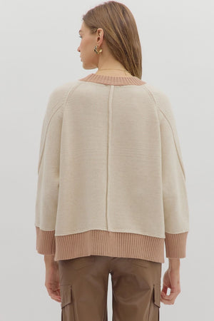 ENTRO INC Women's Sweaters Solid sweater knit long sleeve pullover top