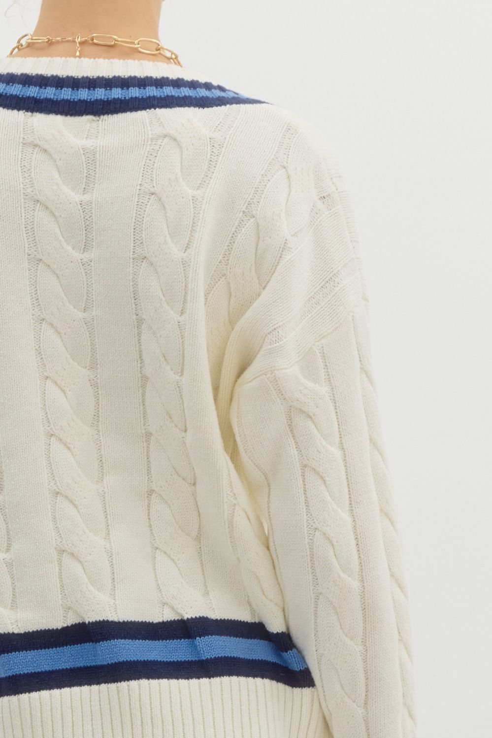 ENTRO INC Women's Sweaters Stripe Prep Cable Sweater